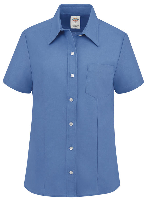 Blusa Oxford stretch de manga corta para mujer